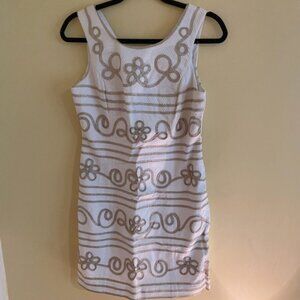 LILY PUTLITZER Flower Dress Color White and Gold Size 4